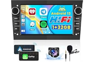 HIKITY Carplay Android Auto Inalámbrico, Android 13 Radio de Coche, para Opel Corsa C Astra H Antara Zafira B Vivaro, 7" Pantalla Táctil, Bluetooth/GPS/WiFi/HiFi/RDS/FM/SWC/USB+AHD Cámara Trasera (1+32GB)