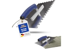 Karl Dahm® Softgriff-Zahnkelle 8 mm – Profi Glättekelle aus rostfreiem Edelstahl – Ergonomischer Griff – Ermüdungsfreies Arbeiten – Made in Germany – 10641