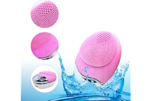 PENOBON Spazzola per la pulizia del viso, in silicone, anti-invecchiamento, elettrica, ricaricabile (Rosa)