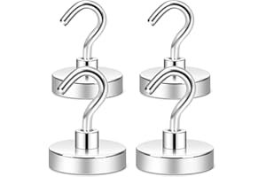 Neosmuk Haczyki magnetyczne, wytrzymałe, 45 kg + silny magnes z haczykiem do rejsu, super mocne haczyki przemysłowe do zawieszenia, magnetyczny wieszak na lodówkę, płaszcz, rejs i grill