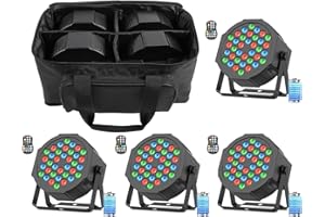 DayFlicker Projecteur LED rechargeable, lot de 4 projecteurs 36 RGB Par Led Batterie Jeux de Lumiere pour Soiree Paquet avec DMX, Jeu de Lumiere Soiree DJ Disco Halloween