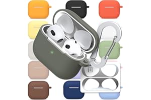superdivision AirPods 3 & Pro Case Silicon Protective Clear Cover with Anti-Lost Carabiner Keychain Kit Set Dust Guard Dust-Proof Film [Front LED Visible] (AirPods 3, Olive Drab)