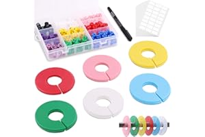 Mardatt 224 Stück Kleiderbügelgrößen-Marker, Trennwände für Kleiderbügel, Sortimentsset inkl. 200 Kleiderbügelgrößenmarker, 18 leere Kleiderbügel-Trennwände, 5 Marker, 1 selbstklebende Etiketten