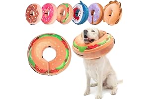BEAUTYZOO Dog Cone Alternative After Surgery for Large Medium Small Dogs, Soft Inflatable Cone Collar for Dogs Cats, Dog Neck Donut E Collar Dog Recovery Collar to Stop Licking, Brown Burger, L
