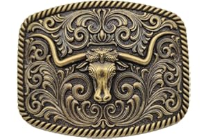 Xwest Vintage Texas Longhorn Western Belt Buckle