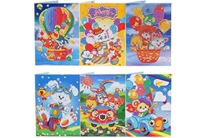 SHARPDRILL 6 Stücke DIY Geburtstag Diamond Painting Set Weihnachten Karten Malerei Geschenkkarte Handgefertigte Grußkarten Strass Handwerk Grußkarte Für Geburtstag Festival (Kaninchen, 6 Packs)