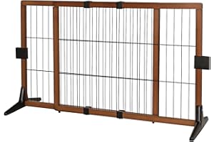 lionto Hundeschutzgitter längenverstellbar, Welpenschutzgitter aus attraktivem Pinienholz sorgt für Sicherheit, Höhe 70 cm, Robustes Absperrgitter für Treppen/Türen, einfacher Aufbau, braun/schwarz