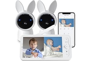 ARENTI 2,5K/4MP Baby Monitor Video e Audio con 2 Fotocamere, Schermo Diviso Telecamera Bambini con Monitor, Rilevamento Intelligente, Audio Bidirezionale, Visione Notturna IR, Sensore di Temperatura