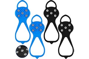 SYHOOD 2 Pairs 5 Teeth Ice Gripper Spike Snow Ice Grips Crampons Universal Walk Traction Cleats Non-Slip Ice Cleats for Hiking Walking Outdoor Sport Boots Shoes Snow Ice
