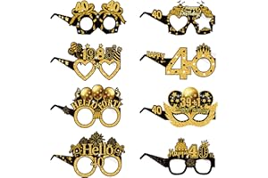 COLANANA Birthday Party Glasses Decoration,8 Pieces Birthday Party Decorations,Funny Paper Birthday Eyeglasses Deco,Birthday Photo Booth Props Supplies for Women Men