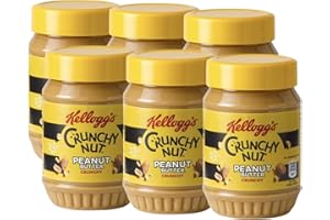 DUERR'S Kellogg's Crunchy Nut Peanut Butter, 6 x 340g, Spreadable Nut Butter with Crunchy Sweet Honey Roasted Peanuts, Smooth Meets Crunchy - Perfect for Toast, Bagels, and More