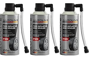 AUTOLIVE GROUP AUTOLIVE Líquido Antipinchazos para el Coche - para Reparar Neumáticos sin Cámara - Sella Agujeros de hasta 5 mm - Evita la Desestabilización del Vehículo - Spray Repara Pinchazos - 450 ml (3)