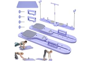 JAOGAUS Pilates Reformer Machine, Multifunction Ski Machine with Resistance Bands, Adjustable Handles, Pilates Board, Push-up Bars, Split Ab Board & Arm Exerciser, Full Body Home Workout