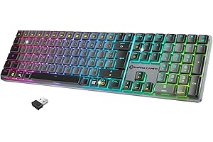 EMPIRE GAMING RF243 – Clavier Gaming Mécanique sans Fil Slim Low Profile en Aluminium,Rechargeable FR (AZERTY), Triple Mode (2,4GHz/BT/USB-C), 111 Touches MX Red, RGB, NKRO, Compatible PC/Mac/Consoles