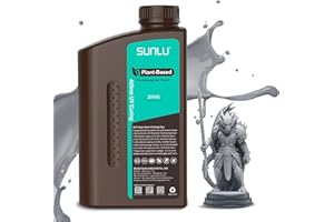 SUNLU Résine à Base de Plantes 2kg, Imprimante 3D résine photopolymère d'impression 3D UV 405nm, Résine à Faible Odeur pour Imprimantes 3D 4K/6K/8K LCD/DLP/SLA, Écologique,Gris 2000g