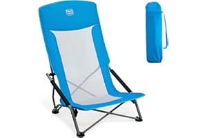 ‎TIMBER RIDGE TIMBER RIDGE Strandstuhl Klappbar leicht Hoher Rücken Campingstuhl Faltbar mit Niedrigen Stuhlbeinen Atmungsaktiver Netzstoffrückenlehne