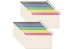 GTDOOCE Trousse Personnalisable,Pochette Tissu Zippée,20 Pièces Pochette Personnalisée,Petite Pochette Tissu 21x12cm,Trousse Blanche pour Graffiti,Sac de Voyage Fait Main