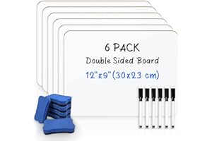 ANLIOTE 6 Pack Small Whiteboard, 30 x 23cm Double-Sided Portable Dry Erase Board with Pens & Erasers, Mini Writing White Board A4 for Office, Home, Students and Classroom Teacher Supplies