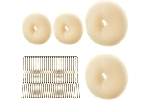 URAQT Hår Donut Bulle Maker Set, 4 st Ring Style Donut Bun Shaper med 30 hårnålar, Blond Chignon Munk Bulle hårtillbehör för flickor Barn Kvinnor DIY Chignon hårstilar
