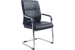 ‎CLP CLP Freischwinger Besucherstuhl XXL Anubis I Stabiler Und Pflegeleichter Stuhl Mit Kunstlederbezug Und Bodenschoner I 260 kg Belastbarkeit, Farbe:schwarz