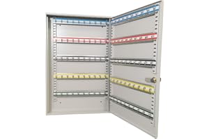 ‎LEOMAR LEOMAR Schlüsselschrank, Schlüsselkasten mit 100 Haken, Schlüsselbox aus Stahlblech, mit Verstellbaren Hakenleisten, Organizer zur Wandbefestigung, Abschließbar, mit Montagematerial, 6 x 35 x 52 cm