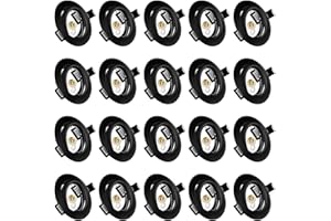 YIAHIN Marco Foco Empotrable, Marcos Focos GU10 Negro Incl. Zócalo GU10 Para Lámparas De Led O Halógena, Redondo Metálica, Marco Empotrado Ojo de Buey, Para Baño Sala Cocina, etc.,20 Pack