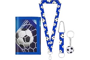 MLPKOI Portefeuille Garçon, Porte Monnaie Enfant Pliable, Portefeuille pour Enfant, Pportefeuille Ado Garcon Football avec Mousqueton, Lanière de Cou et Porte-clés pour Adolescent Enfants