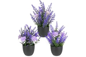Hixava 3 Piezas Plantas Decorativas Interior Planta Artificial Pequeña Lavanda Mini Artificiales Plastico Decorativas Plantas Falsas 20×13 cm para Decoracion hogar Mesa Baño Oficina y Balcóo