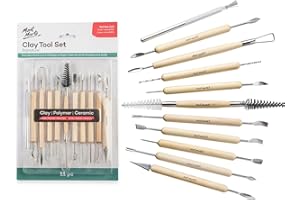 Mont Marte Attrezzi Argilla - 11 Utensili per scolpire di diverse dimensioni e forme - Ideali per la lavorazione di argilla, ceramica e molto altro - Perfetti per Principianti, Professionisti, Artisti