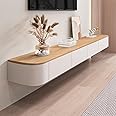 HYANXUE Floating TV Stand, Wall Mounted TV Shelves With Door,TV Media Console, Floating TV Cabinet Large Storage TV Bench Under TV (Wood, 160CM/62.9")