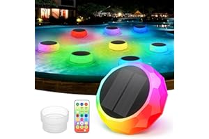 PHEJIE Luz Solar para Piscina, Iluminación LED para Piscinas con RGB Cambio de Color, Mando a RF Distancia con Contenedor Limpieza, Luces Piscina para Decoración de Piscinas de Jardín