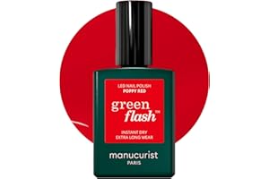 Manucurist Vernis Semi Permanent Green Flash™ Rouge Poppy Red - Gel Ongle Naturel - Vernis Gel UV Semi Permanent - Gel Polish Ingrédients Bio - Gel Polish Vernis - Manucure Professionnelle Femme