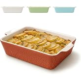 Praknu Large Ceramic Oven Dish &ndash; Non-Stick and Anti-Scratch &ndash; Ceramic Oven Tray with Extra High Rim &ndash; Rectangular (Red)