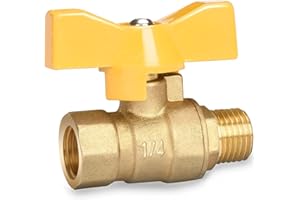 drado Kugelhahn Messing 1/4 Zoll mit Flügelgriff, Kugelhahn 1/4" IG/AG PN16 für Wasserleitungen/Wasserhahn