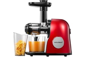 Housnat Extracteur de Jus de Fruits et Légumes, Extracteur Jus avec moteur silencieux, Slow Juicer Nutriments Maximaux - 90% Jus Pureté, Extracteur jus de Fruits et Légumes, Fonction Inverse
