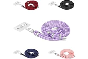 Aiklo | Colgante Universal teléfono móvil para Colgar Hombro/Cuello | Compatible e Intercambiable Entre Fundas | Correa Regulable en Altura Doble Anclaje | Cuerda de Nylon cómoda, Suave, Resistente