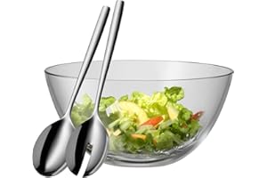 WMF Taverno 3-częściowy zestaw salaterek, szklane sztućce do sałatek, polerowana stal nierdzewna Cromargan, można myć w zmywarce, średnica 25 cm