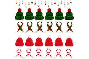 AHEJIOO 40 Stück Mini Weihnachtsmützen Und Schal Set, Kleine Weihnachtsmützen, Likörflaschen Weihnachten, Mini Mützen Zum Basteln, Für Tischdekoration, Schneemann, Dekoration, Geschenk, Dekoration, Party