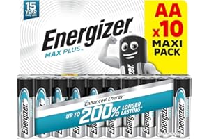 Energizer Max Plus - AA Batteries (10 Pack) - Double A Performance Alkaline Battery 1.5V - 200% Longer Lasting - Ideal For High Drain Devices - 100% Recyclable Packaging - 10 Year Shelf Life