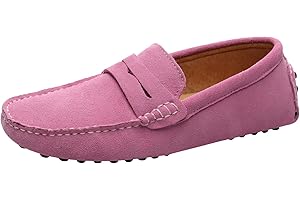 Jamron Hombres Cuero de Gamuza Penny Mocasines Comodidad Zapatos de Conducir Plano Pantuflas
