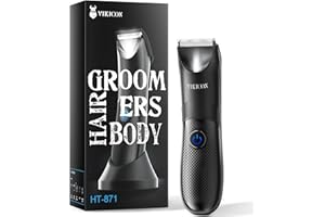 VIKICON Body Trimmer e Rasoio Elettrico per Uomini, Pubic Hair Trimmer Sostituibile Lama in Ceramica IPX7 Impermeabile Bagnate/Asciutto, Leggero Maschio Rasoio USB Tipo-C Ricarica