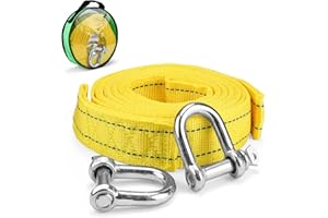 HERKINDNESS Abschleppseil 4M x 4cm, 5 Tonnen (11000 Lbs) Abschleppseil Auto, Abschleppseils PKW Für Off-Road Recovery, mit 2 Verstärkten und Aufbewahrungstasche
