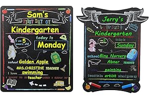 NUOBESTY 2pcs First Last Day of School Wooden Board Signs Back to School Blackboards Double-Sided Chalkboard for Kids Preschool Kindergarten Milestone Supplies