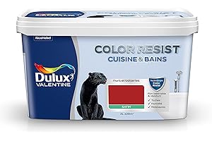 Dulux Valentine Color Resist - Peinture Intérieure Pièces Humides - Pour Murs, Plafonds, Boiseries - Lessivable et Résistante - Couleur : Rouge Industriel Satin - 2 L - 5262084