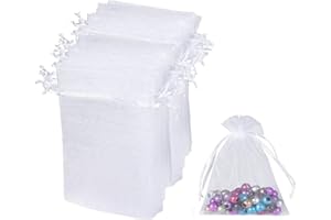 JIANRUI 50 Pcs Organza Bags Wedding Pouches, 7x9cm Jewellery Gift Bag for Candy Party Favors Festival Game Drawstring Pouch