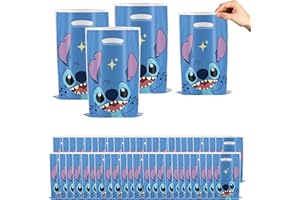 MIZT 50 Bleu Stitch Sachet Bonbons, Sac Cadeaux Sacs de fête d'anniversaire, Sacs de Cadeau Pochette Anniversaire Sachet en pour Faveur de Noël Anniversaire Fête, Le thème de la fête, 25 x 16 cm