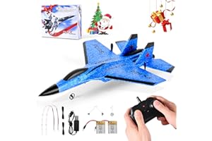 SenDeluz Avion Télécommandé, 2.4GHz 3-Axis Gyro Stabilizer Avion Radiocommandé de Chasse Télécommandé Jouet pour Enfant avec 2 Batteries Extérieur pour Adultes Enfants, Garçons