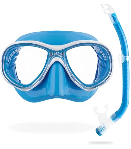 Set Plongée Libre AQUAZON Elba - Masque Et Tuba Semi-sec - Enfants 7-14 Ans Et Femmes - Verre Trempé Anti-buée