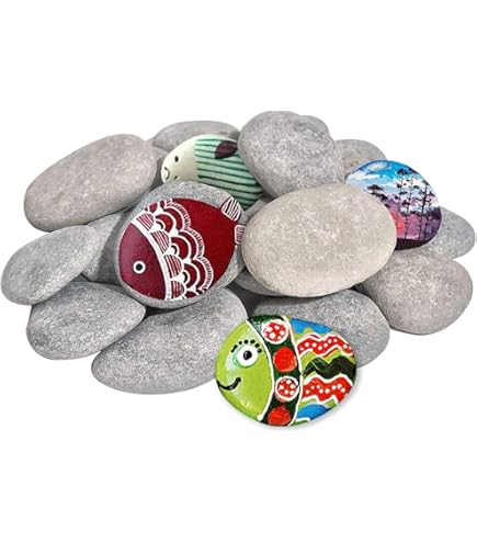 Stoepeoco 10 stuks platte stenen om te beschilderen, 8-10 cm gladde kiezelstenen om te beschilderen, platte kiezelstenen om te knutselen, met de hand geselecteerde natuursteen, aquarium, decoratieve