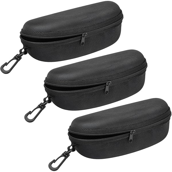 3 Custodie Rigide Per Occhiali Da Sole - Portaocchiali Semirigido Con Gancio - Nero - Foto 2